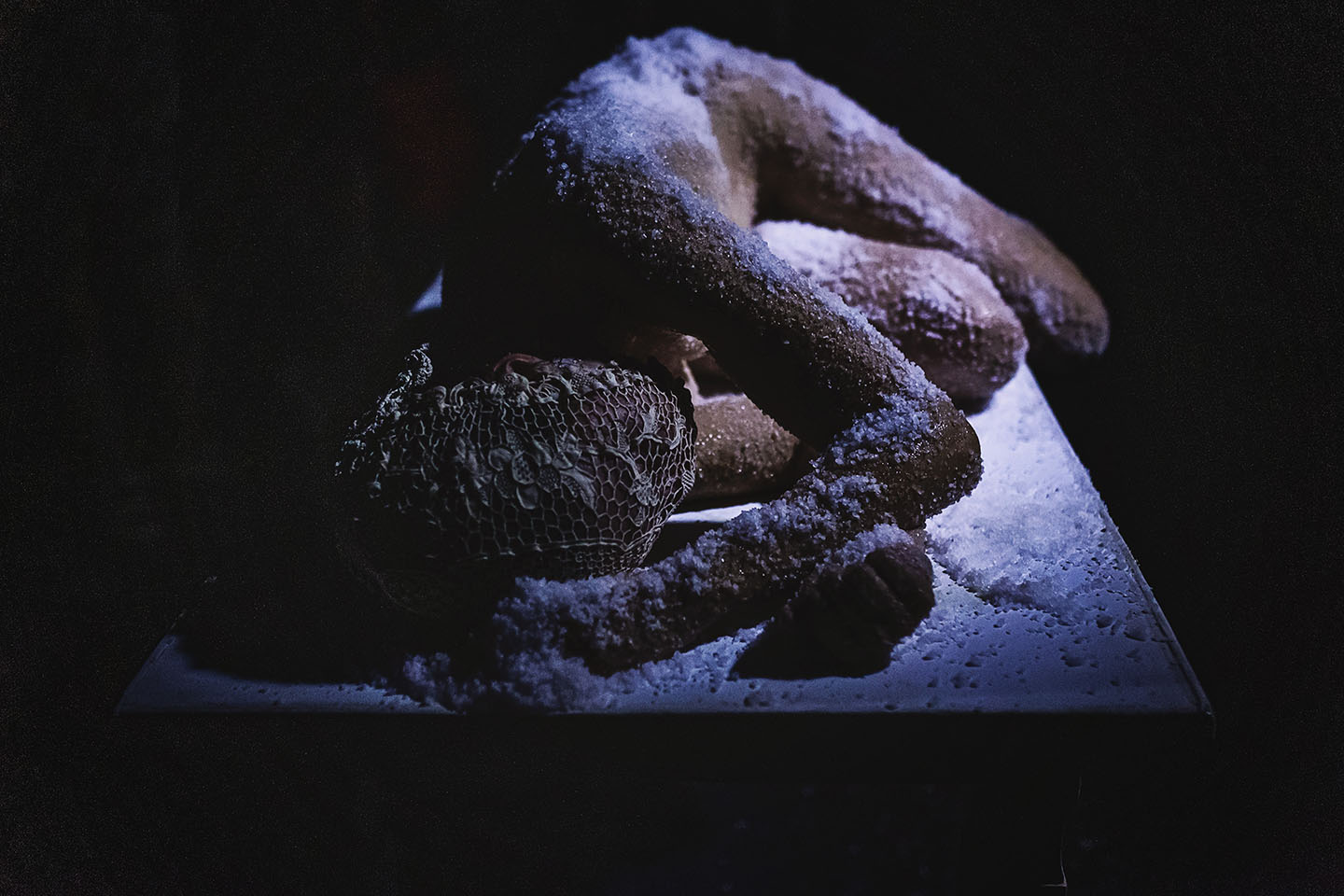 Artistic representation of a snow-covered figure