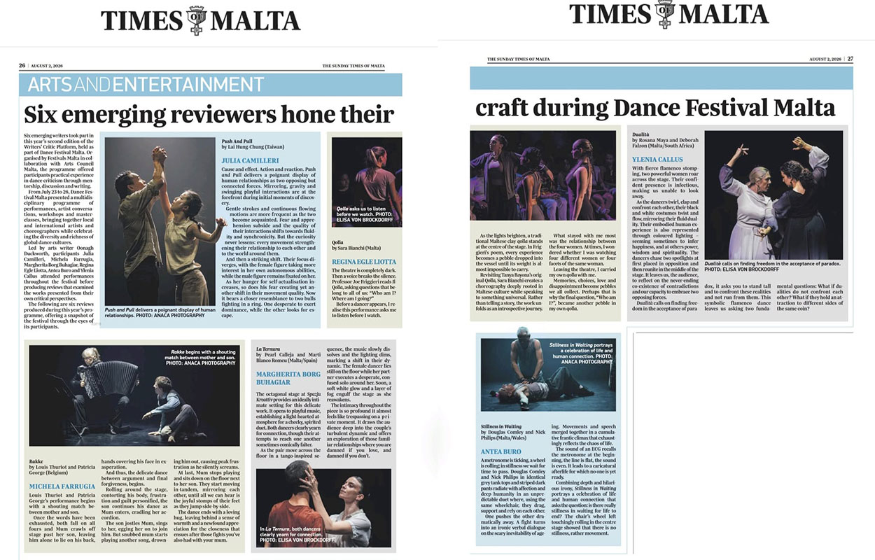 Times of Malta arts and entertainment newspaper spread
